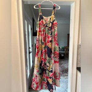 Johnny Was Like New Floral Silk Maxi Dress in Size 1X.